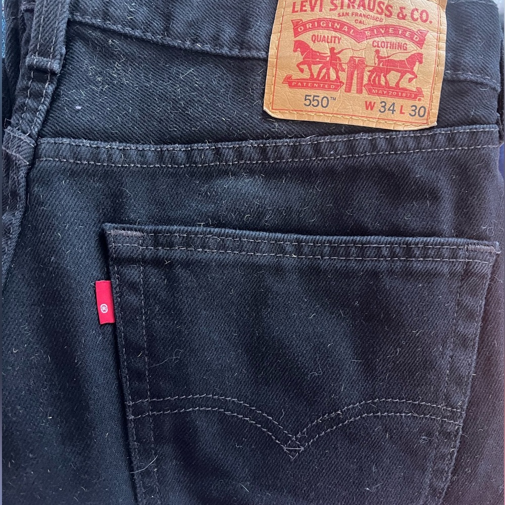 Levi's 550 Men's Relaxed Fit Straight Jeans Size W 34 L 30 Black